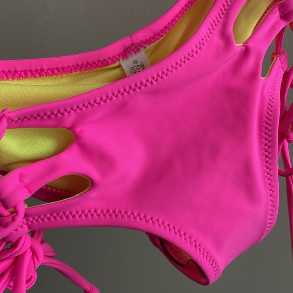 Nwt Barbie pink side tie swim boy shorts ultra tiny skimpy low rise scrunch butt - Picture 8 of 8